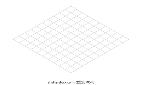 Isometric grid line background. Outline isometric template pattern. Hexagon and triangles line plan texture. Vector illustration on white background.