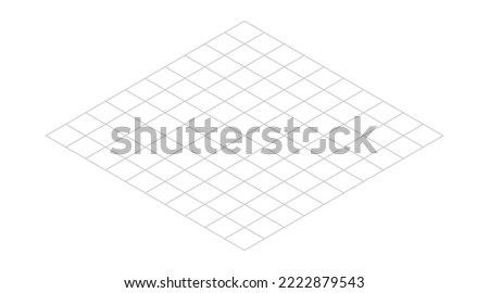 Isometric grid line background. Outline isometric template pattern. Hexagon and triangles line plan texture. Vector illustration on white background.