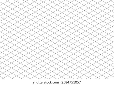 Isometric grid line guide pattern. 3d perspective paper background. Notebook sheet blank. Typography template for making notebooks production, for school. Squared grid paper. Mathematics cube pattern.