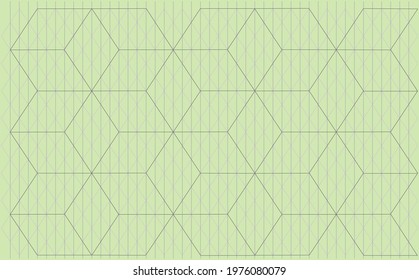 Isometric grid lines for isometric drawings on green background