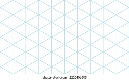 Isometric grid seamless pattern. Outline isometric template background. Hexagon and triangles line seamless texture. Vector illustration on white background.