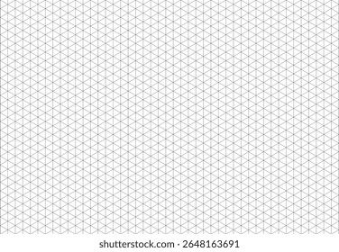 Isometric grid, squared grid. Notebook sheet blank. Black line guides. Mathematic typography pattern for making notebooks production for education, school. Printable 3d perspective backdrop.