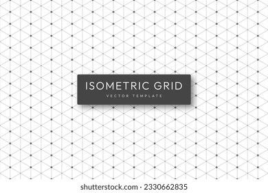 Isometric grid template. Seamless isometric grid mockup. Black isometric projection mesh for drawing. Vector