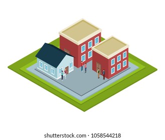Isometric group of houses