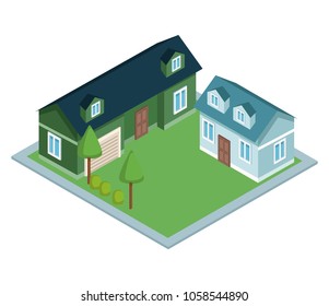 Isometric group of houses