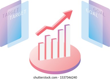 isometric growing bar graph design