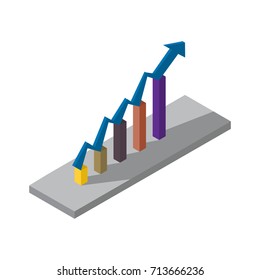 Isometric growing business data chart concept