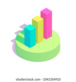 Isometric growing diagram simple icon concept vector illustration