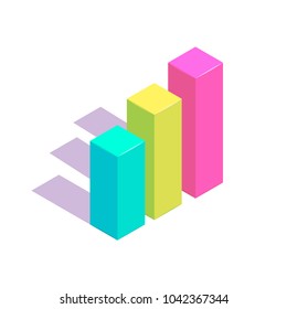 Isometric growing diagram simple icon concept vector illustration