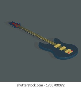 isometric guitar: rock guitar on a plane