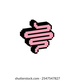 isometric gut icon 8 bit vector. pixel art gut health logo for game