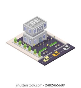 Gimnasio isométrico ilustrado en Vector