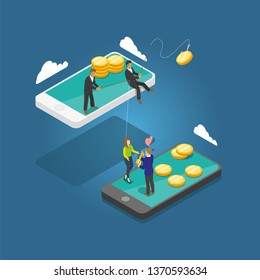 Isometric Hacker Stealing Money