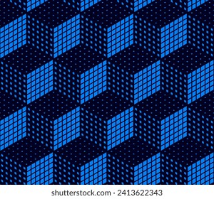 Isometric Halftone Cubes Pattern. Hexagon Tiles Pattern. Minimal Geometric Background Texture. Vector Illustration.
