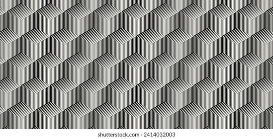 Isometric Halftone Cubes Pattern. Hexagon Tiles Pattern. Minimal Geometric Background Texture. Vector Illustration. Pattern Fill Included.