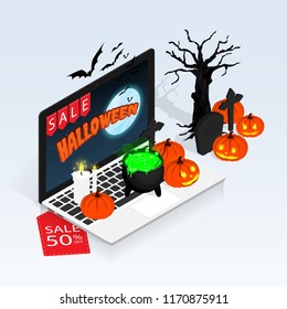 isometric halloween online sale vector