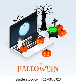 isometric halloween online vector