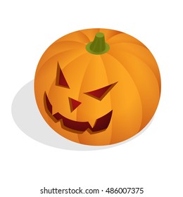 Isometric Halloween Pumpkin Head Jack Lantern. 