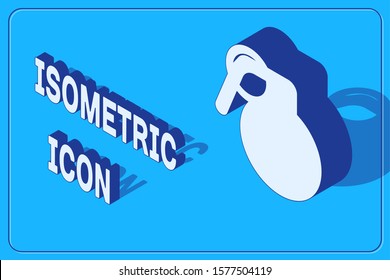 Isometric Hand grenade icon isolated on blue background. Bomb explosion.  Vector Illustration