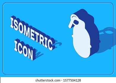 Isometric Hand grenade icon isolated on blue background. Bomb explosion.  Vector Illustration