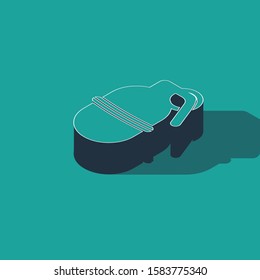 Isometric Hand grenade icon isolated on green background. Bomb explosion.  Vector Illustration