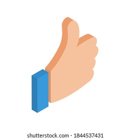 Isometric hand like icon. Altibajos. Pictograma aislado sobre fondo blanco. Ilustración del vector