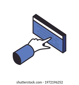 Isometric hand with website page