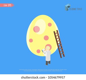 Isometric Happy Easter. Easter sale event, promotion design and banner, poster design
