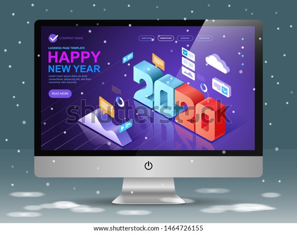 Isometric Happy New Year 2020 Greetings Stock Vector Royalty Free