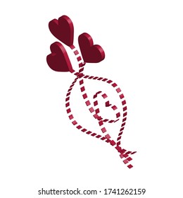 Isométrico de las valentinas felices gráfico vector del corazón. Ilustrador.