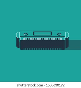 Isometric Harmonica icon isolated on green background. Musical instrument.  Vector Illustration