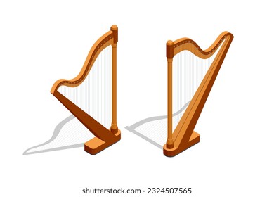 Isometric harp, a stringed musical instrument for festive, concert, and festival performances.