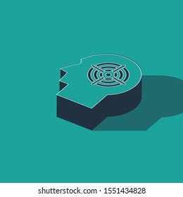 Isometric Head hunting concept icon isolated on green background. Business target or Employment sign. Human resource and recruitment for business.  Vector Illustration