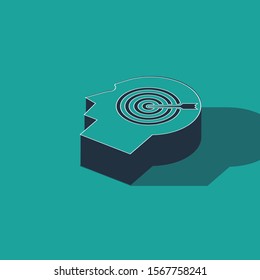 Isometric Head hunting concept icon isolated on green background. Business target or Employment sign. Human resource and recruitment for business.  Vector Illustration