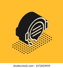 Isometric Headphones with speech bubble chat icon isolated on yellow background. Support customer service, hotline, call center, faq, maintenance.  Vector Illustration