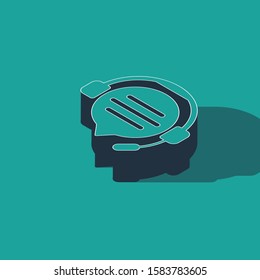 Isometric Headphones with speech bubble chat icon isolated on green background. Support customer service, hotline, call center, faq, maintenance.  Vector Illustration