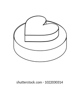 Isometric heart button simple icon concept vector illustration