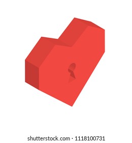Isometric Heart Lock in Vector