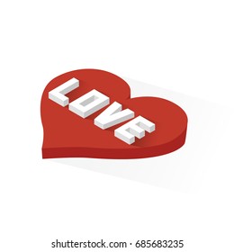 Isometric Heart Love Icon, Vector, Illustration