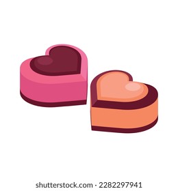 Isometric heart shaped chocolate sweets 3d vector illustration