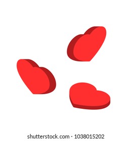 Isometric Heart vector icon, Love symbol. A symbol of care and tenderness. Valentine's Day sign, emblem isolated on white background. Health logo. Flat style for graphic and web design, logo.