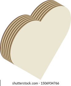 Isometric heart, vector illustration. Multiple layers forms an illusion of 3d form.