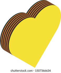 Isometric heart, vector illustration. Multiple layers make an illusion of 3d form.