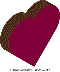 Isometric heart, vector illustration. Multiple layers make an illusion of 3d form.