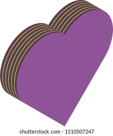 Isometric heart, vector illustration. Multiple layers make an illusion of 3d form.