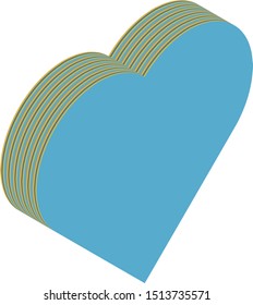 Isometric heart, vector illustration. Multiple layers make an illusion of 3d form.