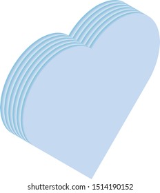 Isometric heart, vector illustration. Multiple layers make an illusion of 3d form.