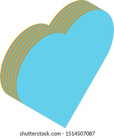 Isometric heart, vector illustration. Multiple layers make an illusion of 3d form.