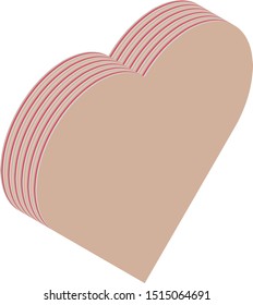 Isometric heart, vector illustration. Multiple layers make an illusion of 3d form.