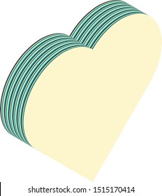 Isometric heart, vector illustration. Multiple layers 3d form.